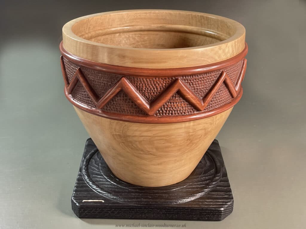 Chestnut Neolithic inspired bowl with hematite